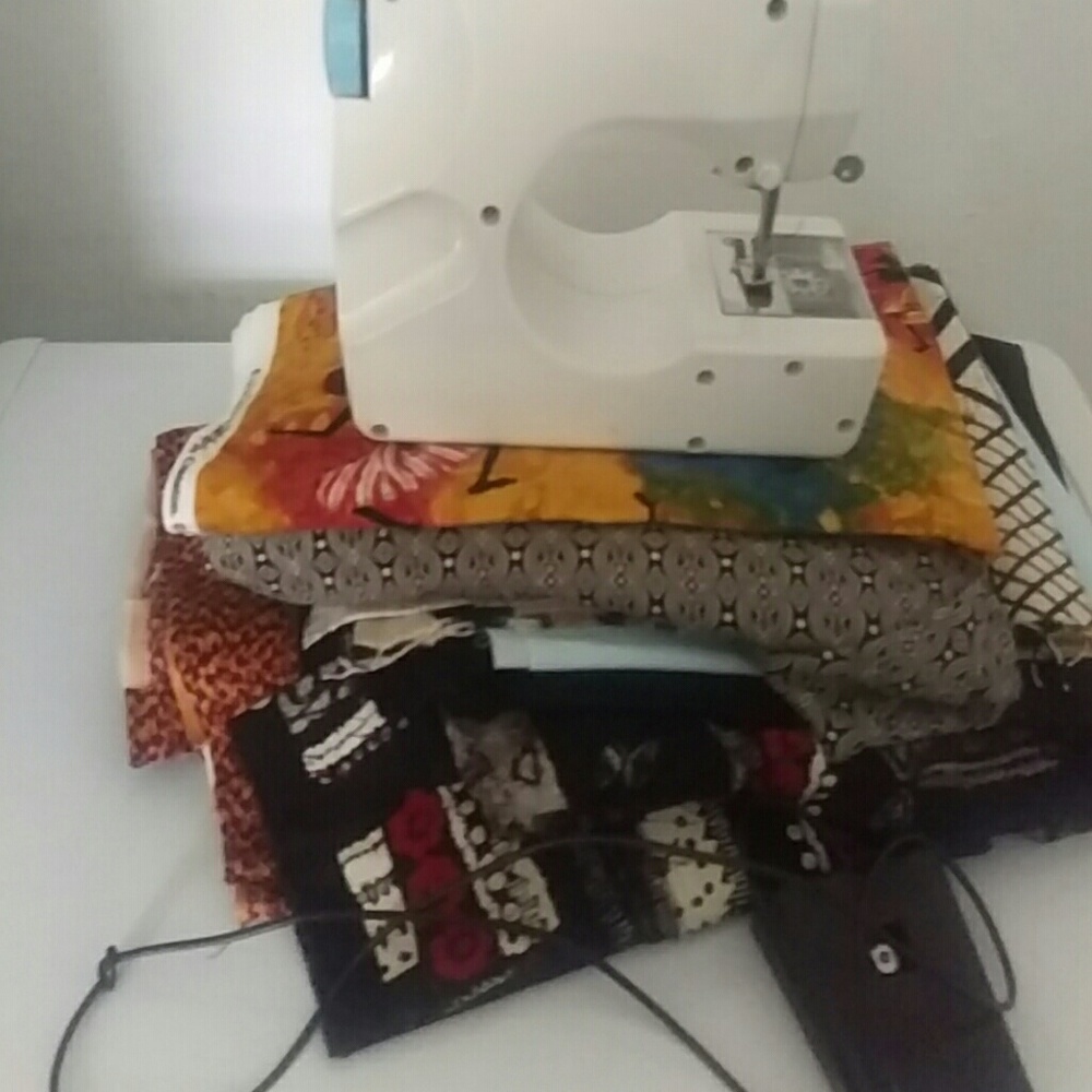 Beginners sewing machine  with material.